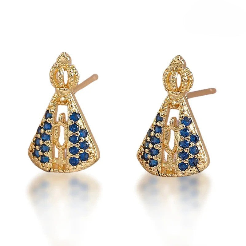 Brinco de Nossa Senhora Aparecida Fé Sagrada - Zircônia Premium