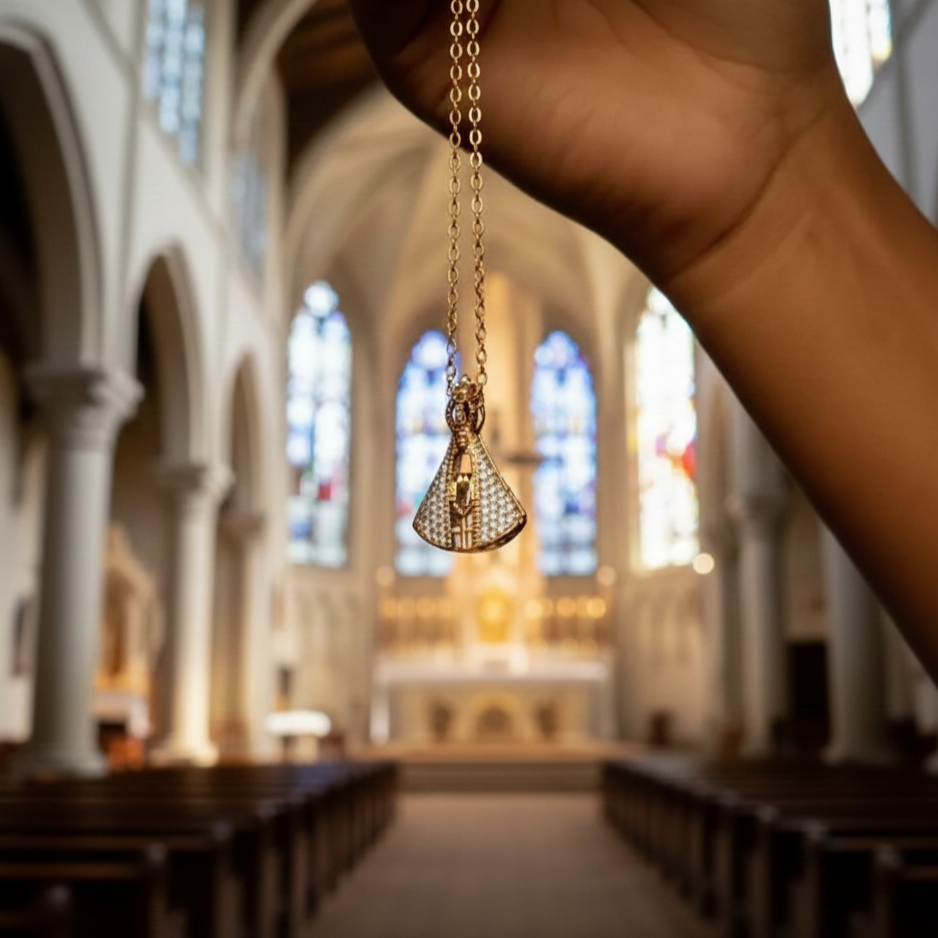 Colar Nossa Senhora Aparecida Fé e Proteção - Ouro e Prata