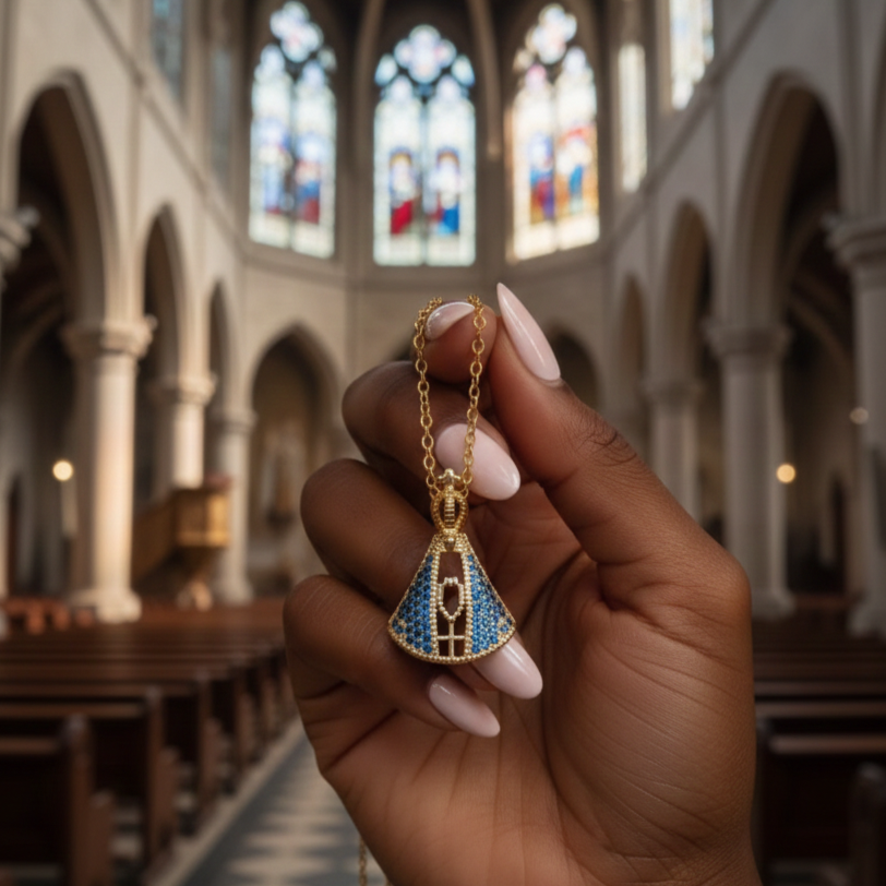 Colar Nossa Senhora Aparecida Fé e Proteção - Ouro e Prata