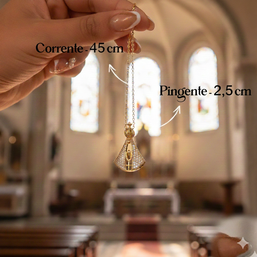 Colar Nossa Senhora Aparecida Fé e Proteção - Ouro e Prata