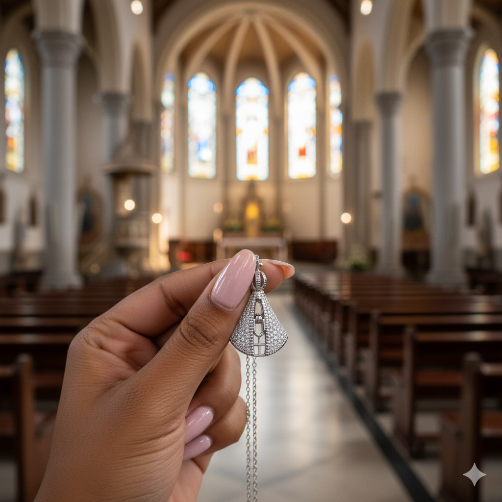 Colar Nossa Senhora Aparecida Fé e Proteção - Ouro e Prata
