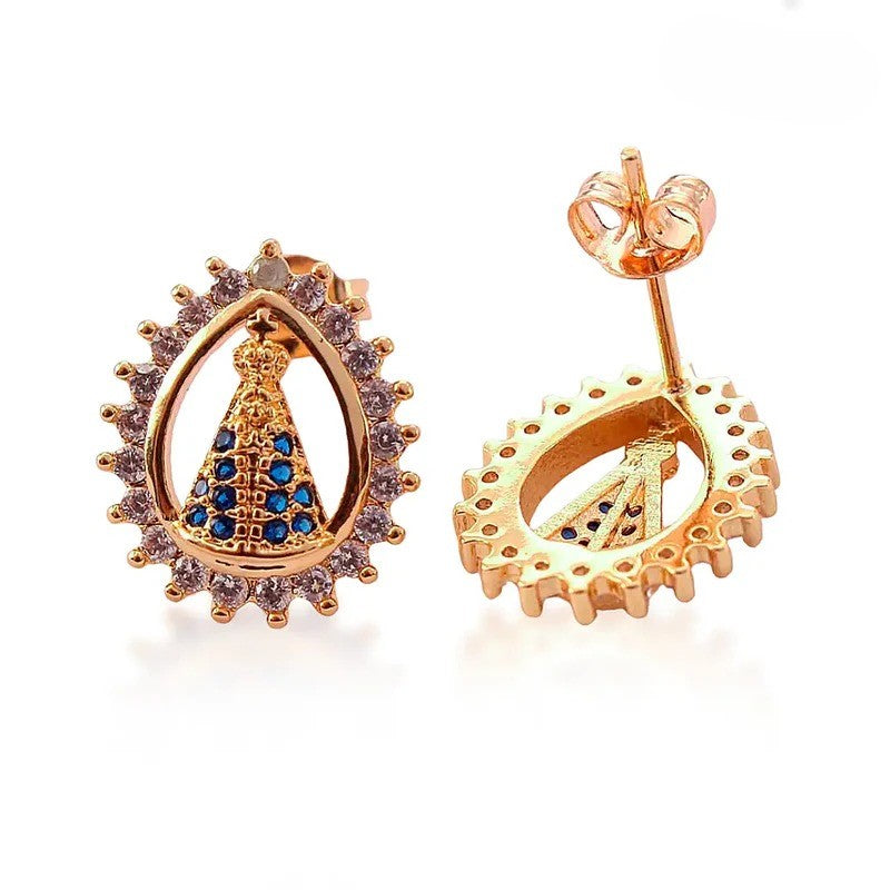Brinco de Nossa Senhora Aparecida Proteção Celeste - Zircônia Premium