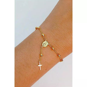 Pulseira Terço Nossa Senhora Aparecida Padroeira Religiosa Banhada A Ouro 18K